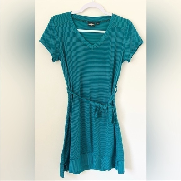 Kavu Blue Striped V-Neck Jersey Knit Soft Comfy
Tie Waist Summer Shirt Dress - Picture 5 of 8